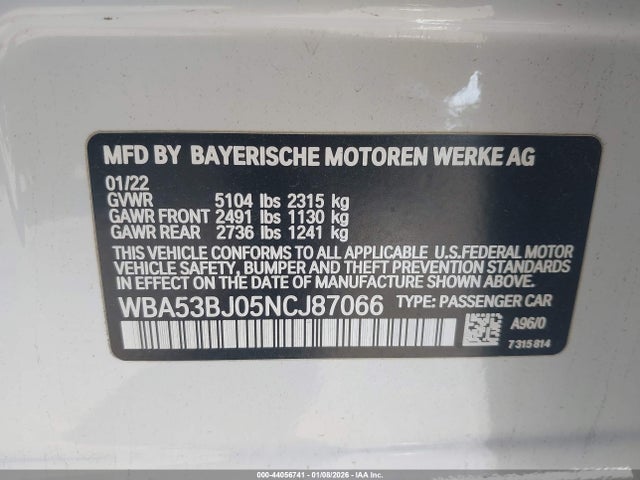 WBA53BJ05NCJ87066 BMW 540 I