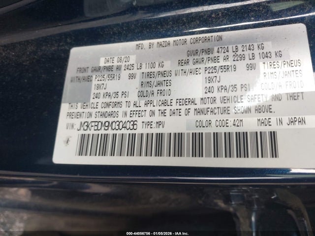 Aukcja sprzedaży 2021 Mazda Cx-5 Grand Touring, vin: JM3KFBDM9M0304036, numer aukcji: 44056756