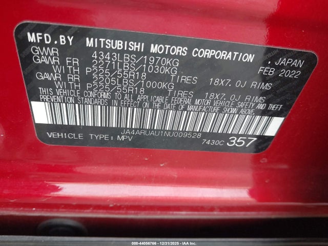 2022 MITSUBISHI OUTLANDER SPORT JA4ARUAU1NU009528 Photo 8