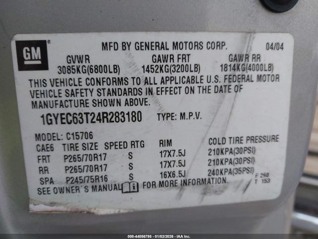 2004 CADILLAC ESCALADE 1GYEC63T24R283180 Photo 8