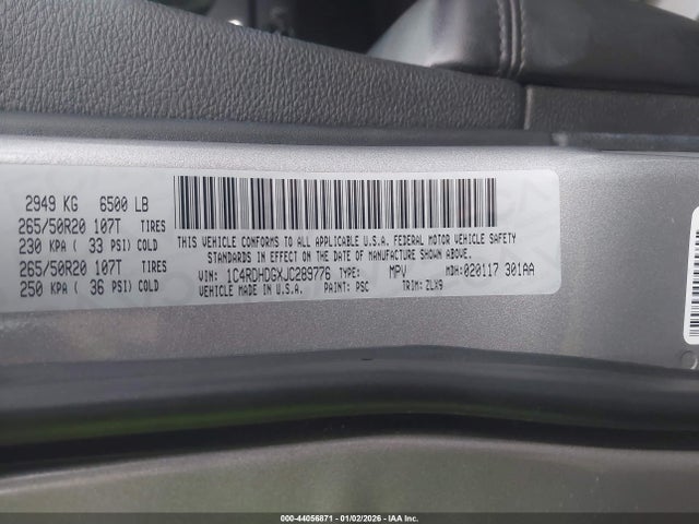 1C4RDHDGXJC289776 Dodge Durango Gt Rwd