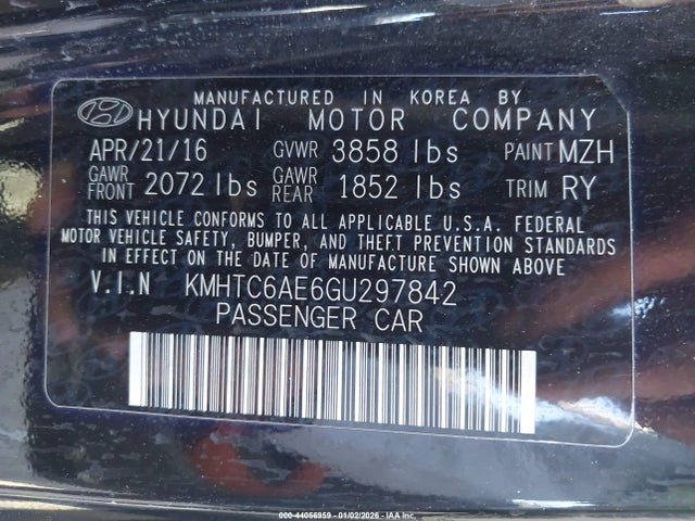 Продажа на аукционе авто 2016 Hyundai Veloster Turbo, vin: KMHTC6AE6GU297842, номер лота: 44056959