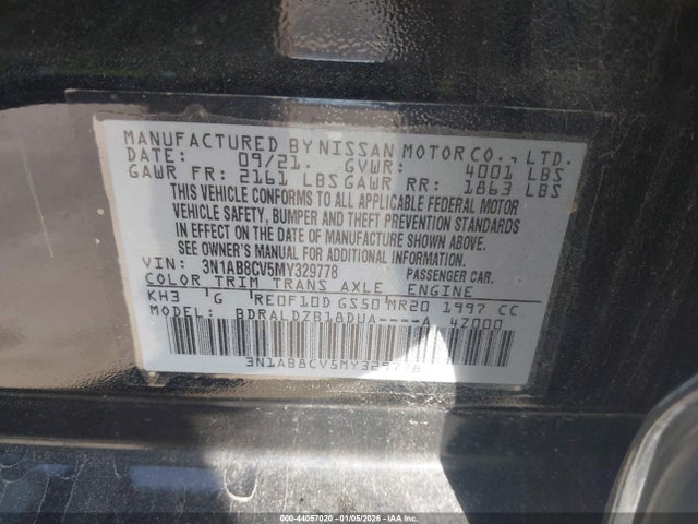 3N1AB8CV5MY329778 Nissan Sentra Sv Xtronic Cvt