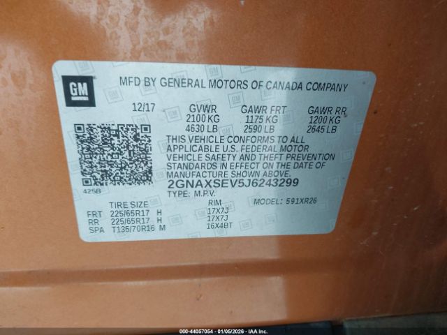 2018 CHEVROLET EQUINOX 2GNAXSEV5J6243299 Photo 8