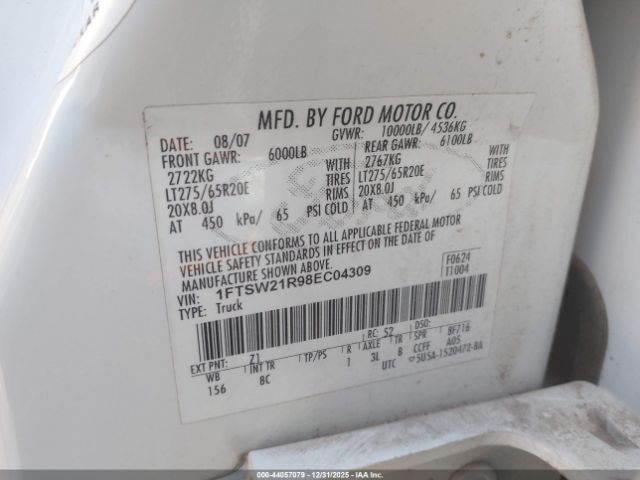 2008 FORD F-250 1FTSW21R98EC04309 Photo 8