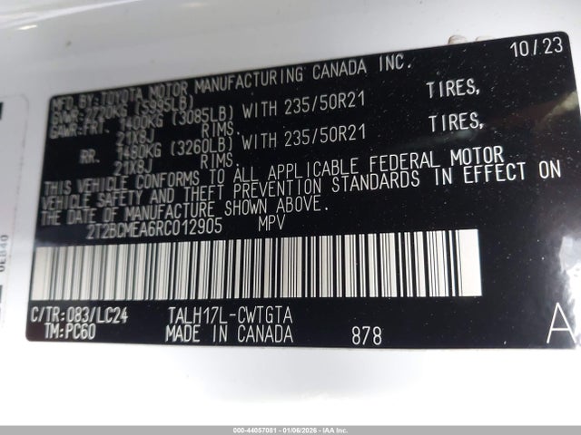 44057081 :رقم المزاد ، 2T2BCMEA6RC012905 vin ، 2024 Lexus Rx 500h F Sport Performance مزاد بيع