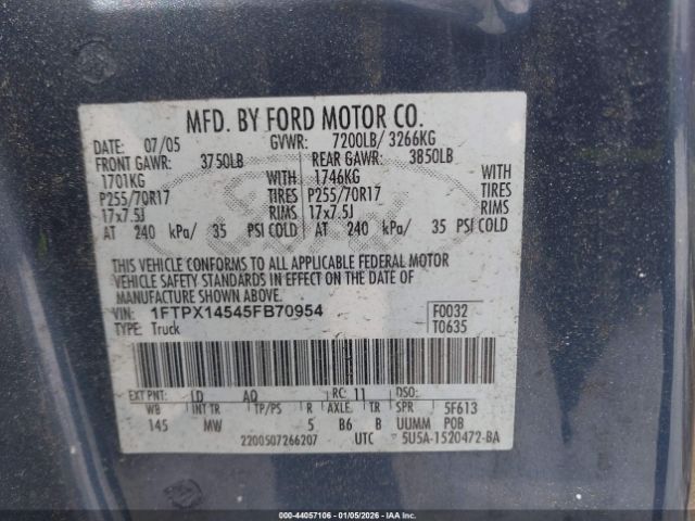2005 FORD F-150 1FTPX14545FB70954 Photo 8