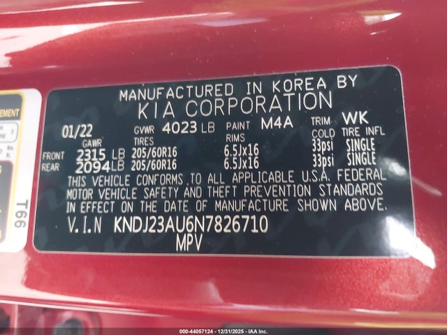 KNDJ23AU6N7826710 KIA SOUL LX