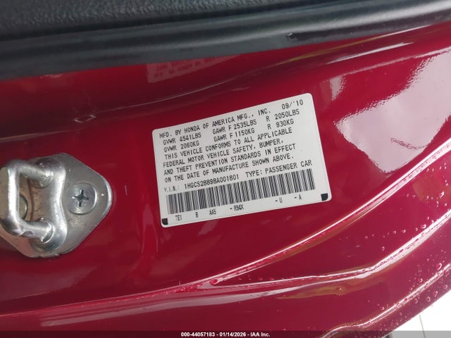 2011 Honda Accord 3.5 Ex-l მანქანა იყიდება აუქციონზე, vin: 1HGCS2B89BA001801, აუქციონის ნომერი: 44057183