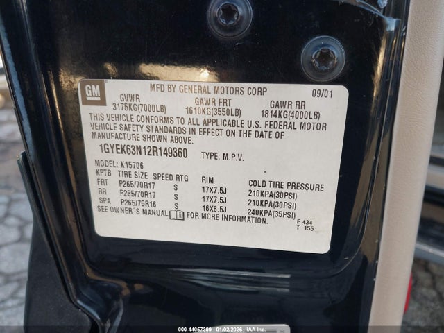 2002 CADILLAC ESCALADE 1GYEK63N12R149360 Photo 8