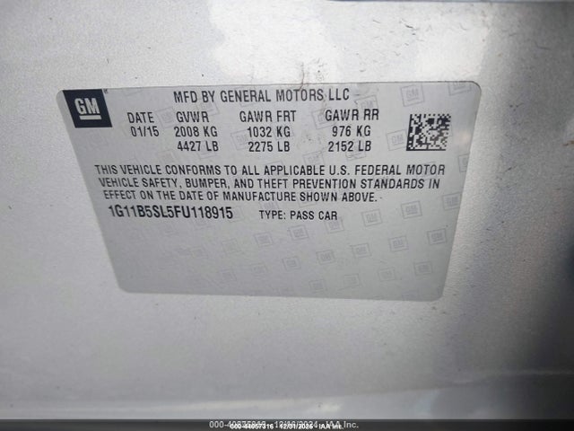 Chevrolet MALIBU LS 2015 1G11B5SL5FU118915 Image 9