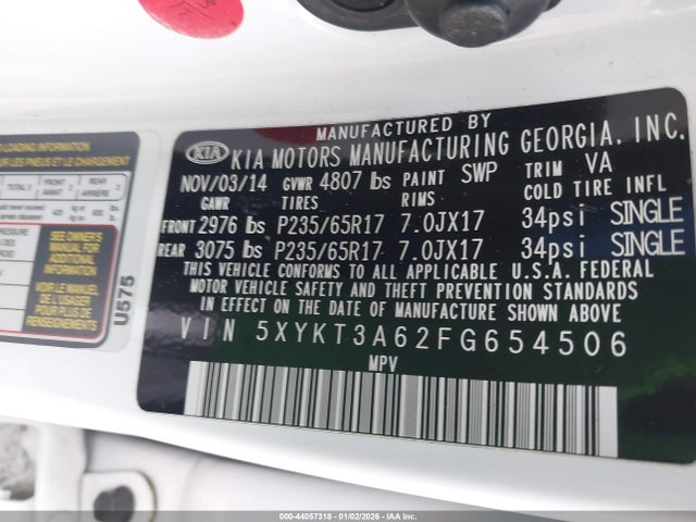 5XYKT3A62FG654506 KIA SORENTO LX