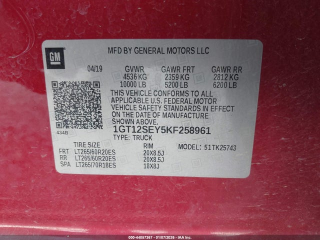 1GT12SEY5KF258961 GMC Sierra 2500hd Denali