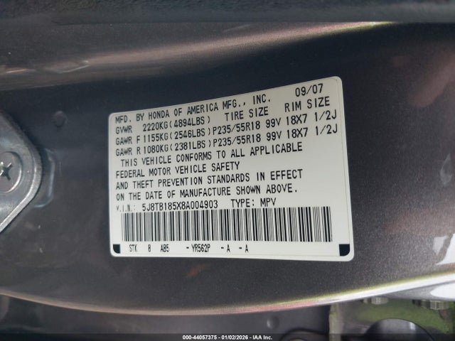 2008 ACURA RDX 5J8TB185X8A004903 Photo 8