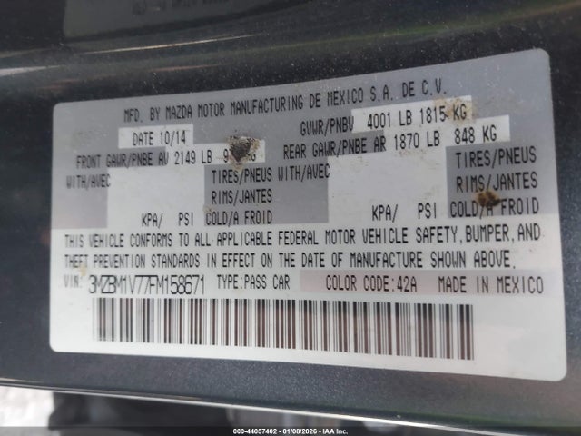 3MZBM1V77FM158671 Mazda Mazda3 I Touring