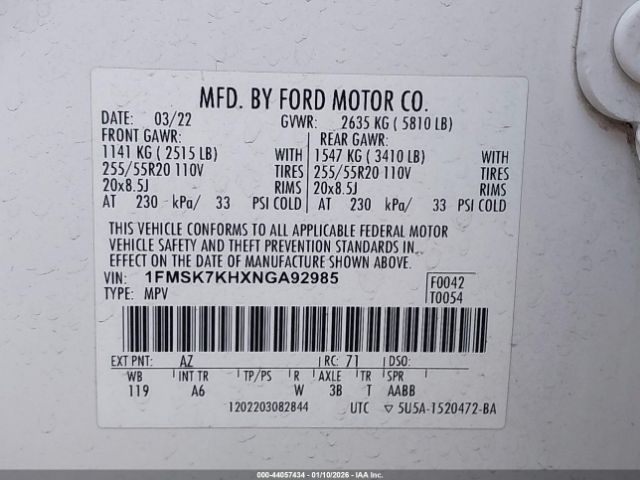2022 FORD EXPLORER 1FMSK7KHXNGA92985 Photo 8