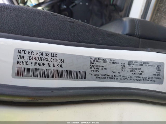 1C4RDJFGXLC405954 Dodge Durango Pursuit Awd