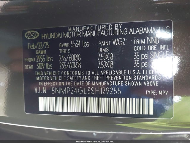 Hyundai Santa Fe Sel 2025 5NMP24GL3SH129255 Image 9
