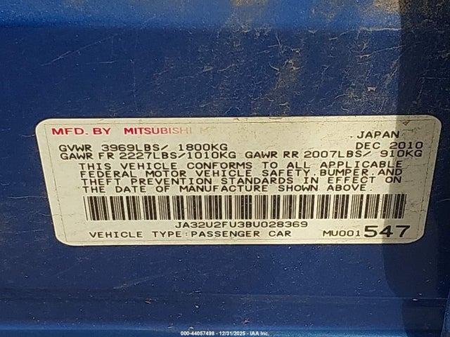 2011 MITSUBISHI LANCER JA32U2FU3BU028369 Photo 8