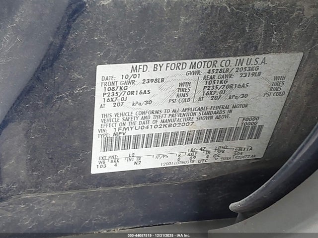 2002 FORD ESCAPE 1FMYU04102KB02007 Photo 8
