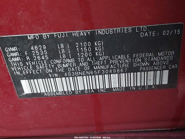 4S3BNEN65F3049867 Subaru Legacy 3.6r Limited