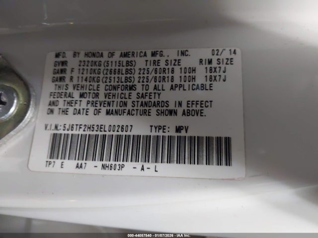 5J6TF2H53EL002607 Honda Crosstour Ex-l V6