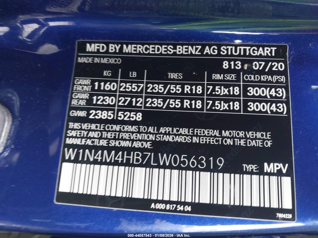 W1N4M4HB7LW056319 Mercedes-Benz Glb 250 4matic