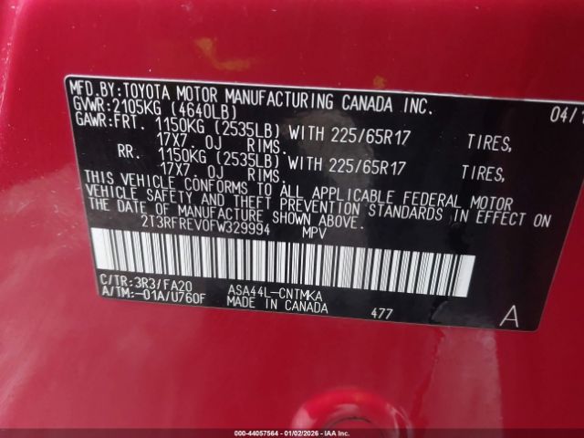 2015 TOYOTA RAV4 2T3RFREV0FW329994 Photo 8