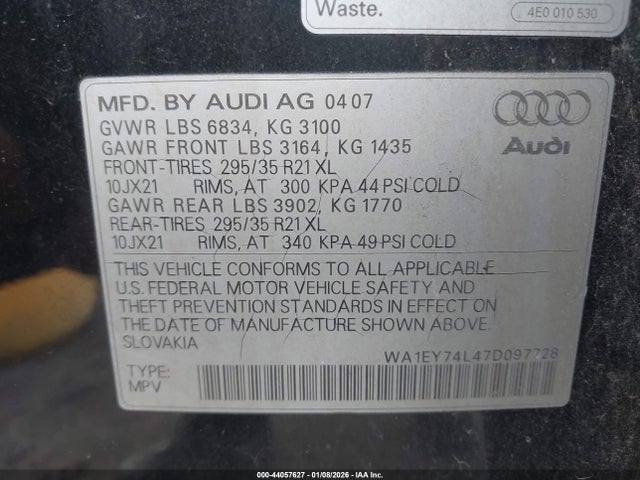 2007 AUDI Q7 WA1EY74L47D097728 Photo 8