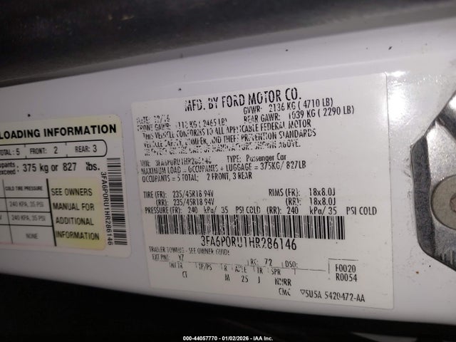 Ford Fusion Hybrid Titanium 2017 3FA6P0RU1HR286146 Image 9