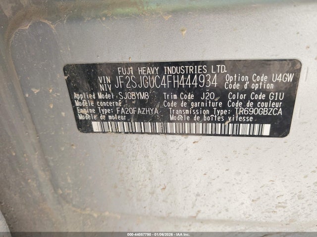 Subaru Forester 2.0xt Touring 2015 JF2SJGUC4FH444934 Image 9