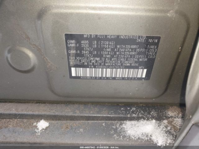 2017 SUBARU OUTBACK 4S4BSACC4H3290263 Photo 8