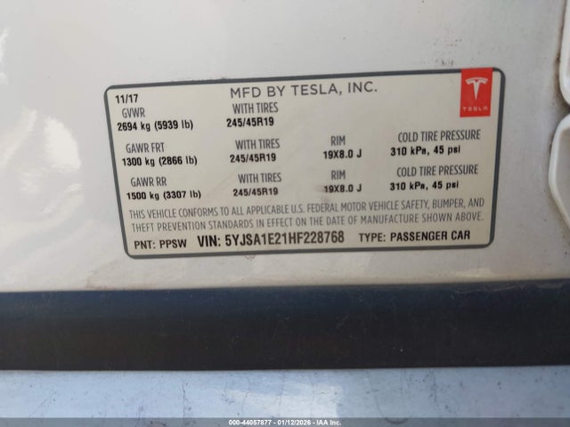 2017 TESLA MODEL S 5YJSA1E21HF228768 Photo 8