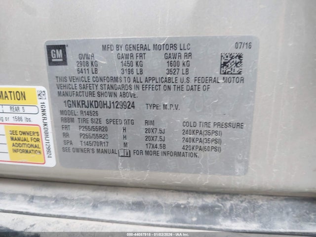 1GNKRJKD0HJ129924 Chevrolet Traverse Premier