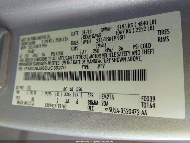 1FMCU9J96EUC30270 Ford Escape Titanium