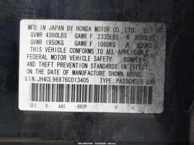2006 ACURA TSX JH4CL96876C013405 Photo 8