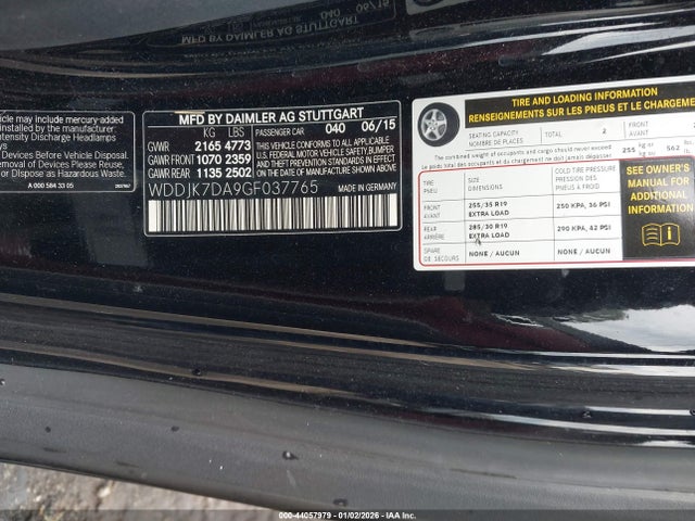 Aukcja sprzedaży 2016 Mercedes-benz Sl 550, vin: WDDJK7DA9GF037765, numer aukcji: 44057979