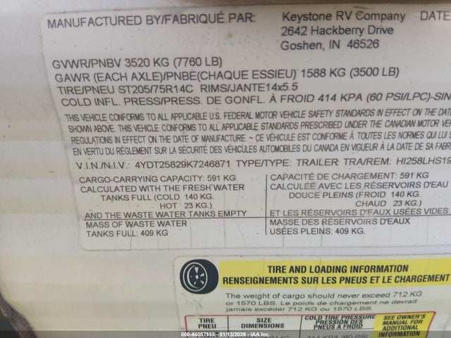 4YDT25829K7246871 Keystone Rv Hideout