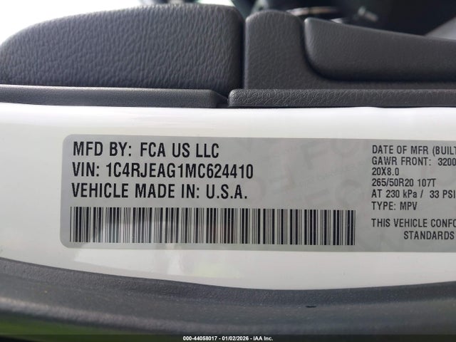 2021 JEEP GRAND CHEROKEE 1C4RJEAG1MC624410 Photo 8