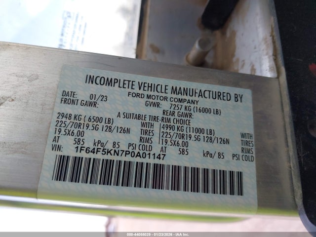 44058029 :رقم المزاد ، 1F64F5KN7P0A01147 vin ، 2023 Ford F-59 Commercial Stripped مزاد بيع