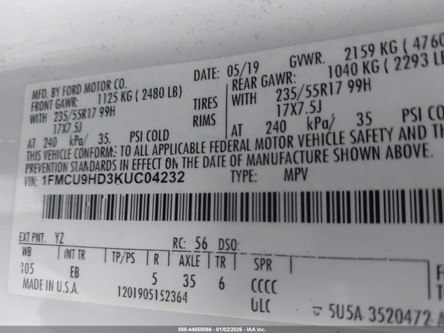 2019 FORD ESCAPE 1FMCU9HD3KUC04232 Photo 8