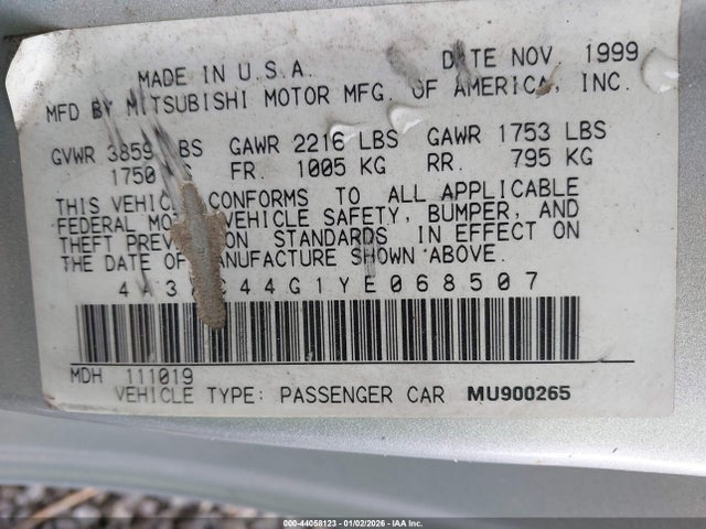 2000 MITSUBISHI ECLIPSE 4A3AC44G1YE068507 Photo 8