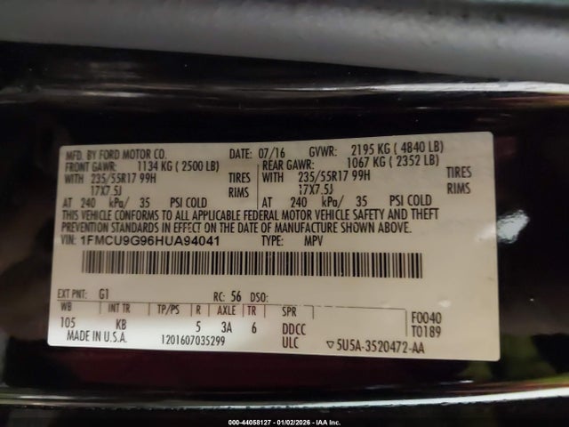 1FMCU9G96HUA94041 Ford ESCAPE SE