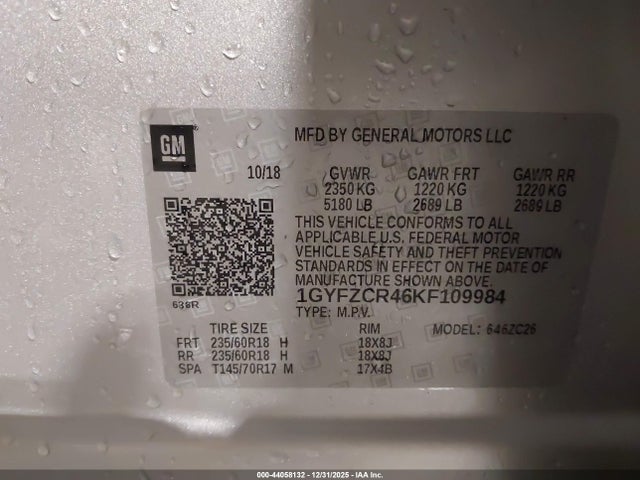 44058132 :رقم المزاد ، 1GYFZCR46KF109984 vin ، 2019 Cadillac Xt4 Premium Luxury مزاد بيع