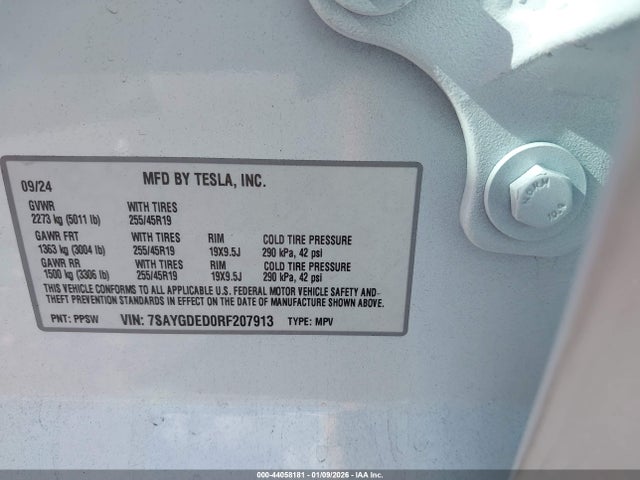 2024 TESLA MODEL Y 7SAYGDED0RF207913 Photo 8