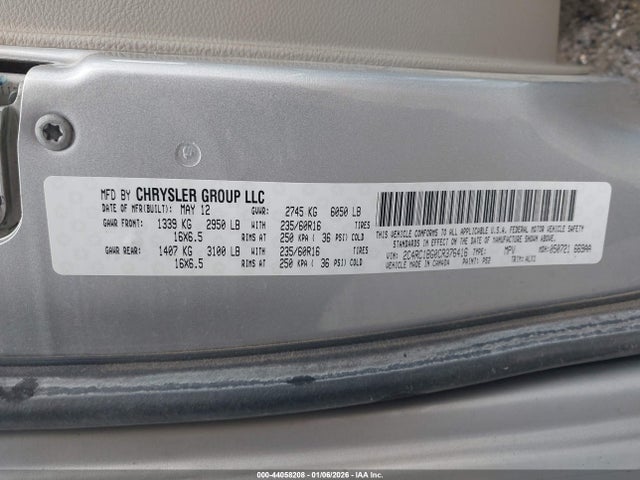 Продаж на аукціоні авто 2012 Chrysler Town & Country Touring, vin: 2C4RC1BG0CR376416, номер лоту: 44058208