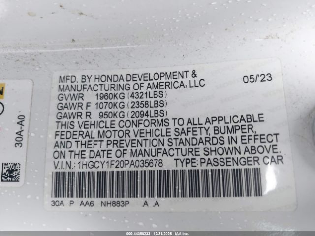 2023 HONDA ACCORD 1HGCY1F20PA035678 Photo 8