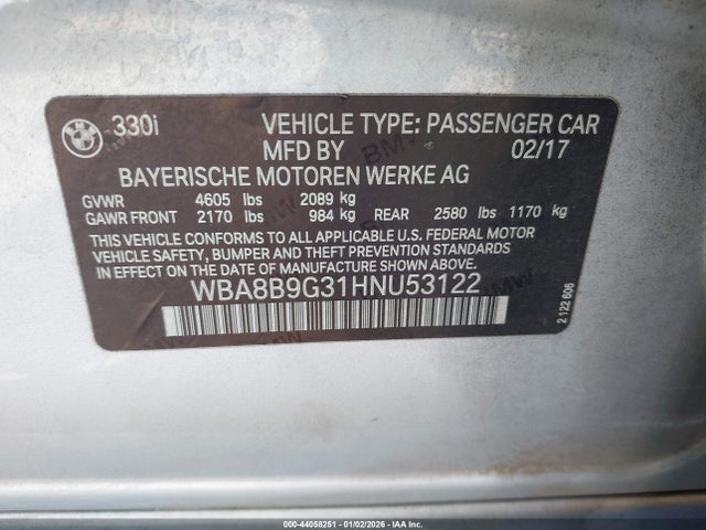2017 BMW 330I WBA8B9G31HNU53122 Photo 8
