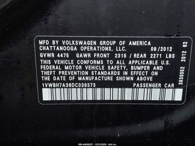 2013 VOLKSWAGEN PASSAT 1VWBH7A36DC039373 Photo 8