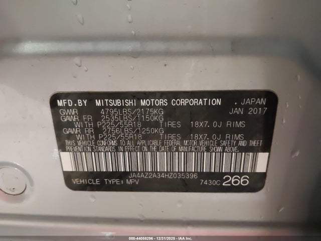 2017 MITSUBISHI OUTLANDER JA4AZ2A34HZ035396 Photo 8
